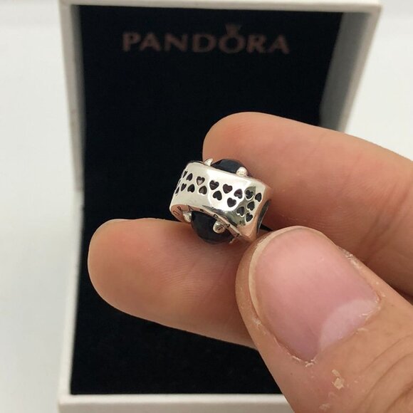 ✨🔥Pandora Sterling Silver Blue Sparkling Crown O Charm With Clear CZ Charm - Picture 5 of 10